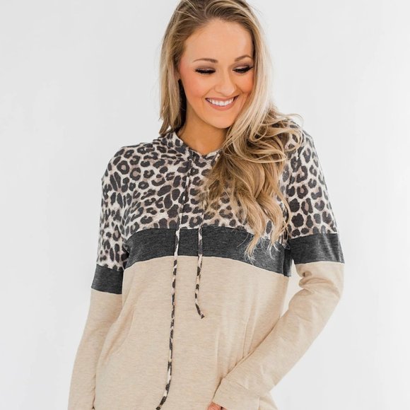 Women's Sweatshirt Hoodie Celebrity Jungle Khaki - Picture 2 of 4